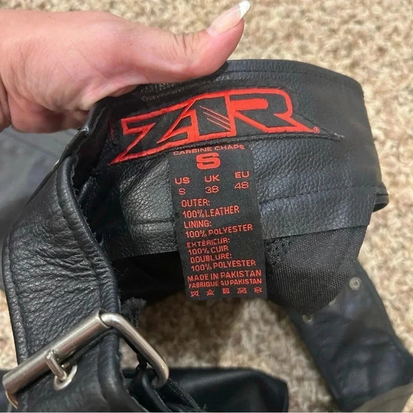 Z1R Sabot Leather Motorcycle Riding Chaps Small NWT - Picture 7 of 8